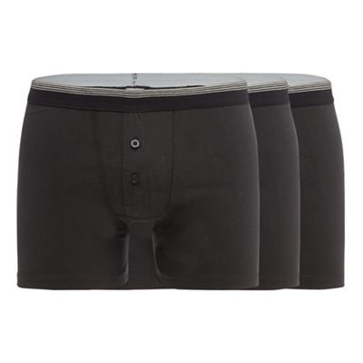 The Collection Pack of three black button boxers